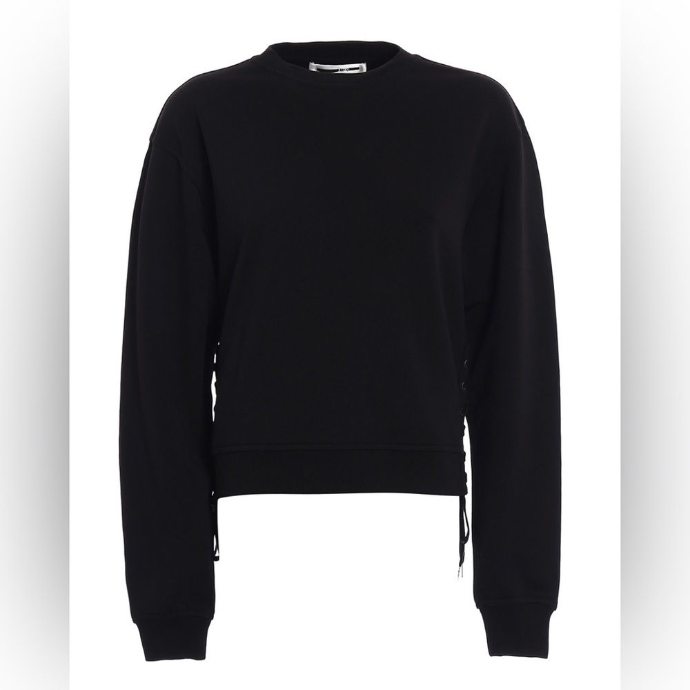 ALEXANDER MCQUEEN cotton sweatshirt detailed with side corset and ribbed edges